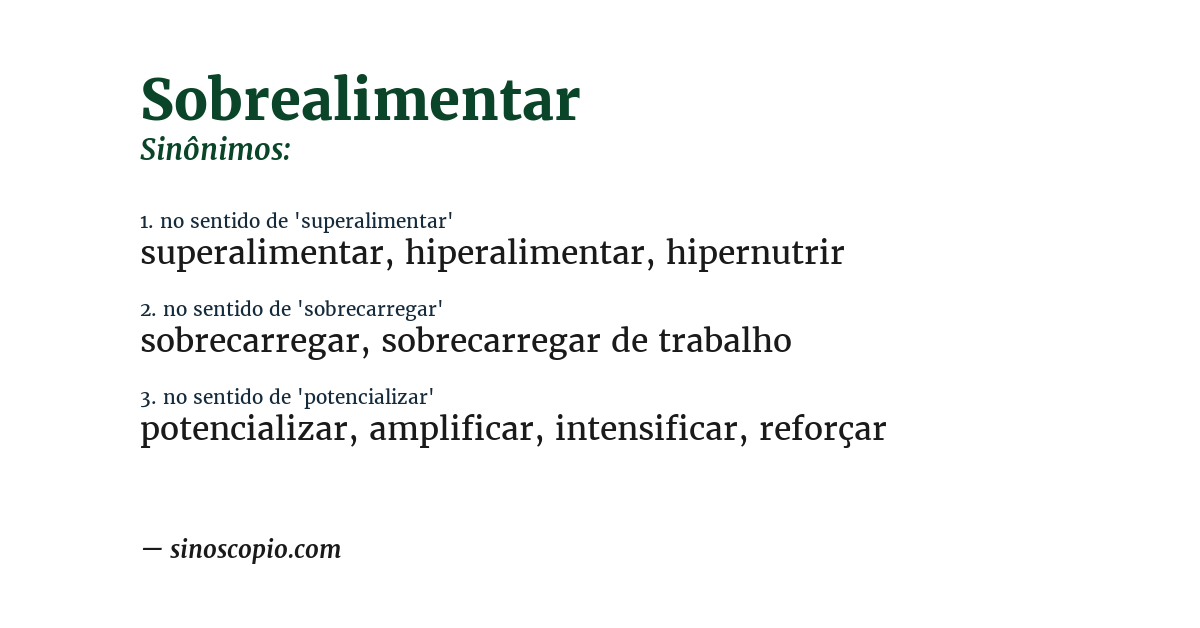 Sinônimo de sobrealimentar