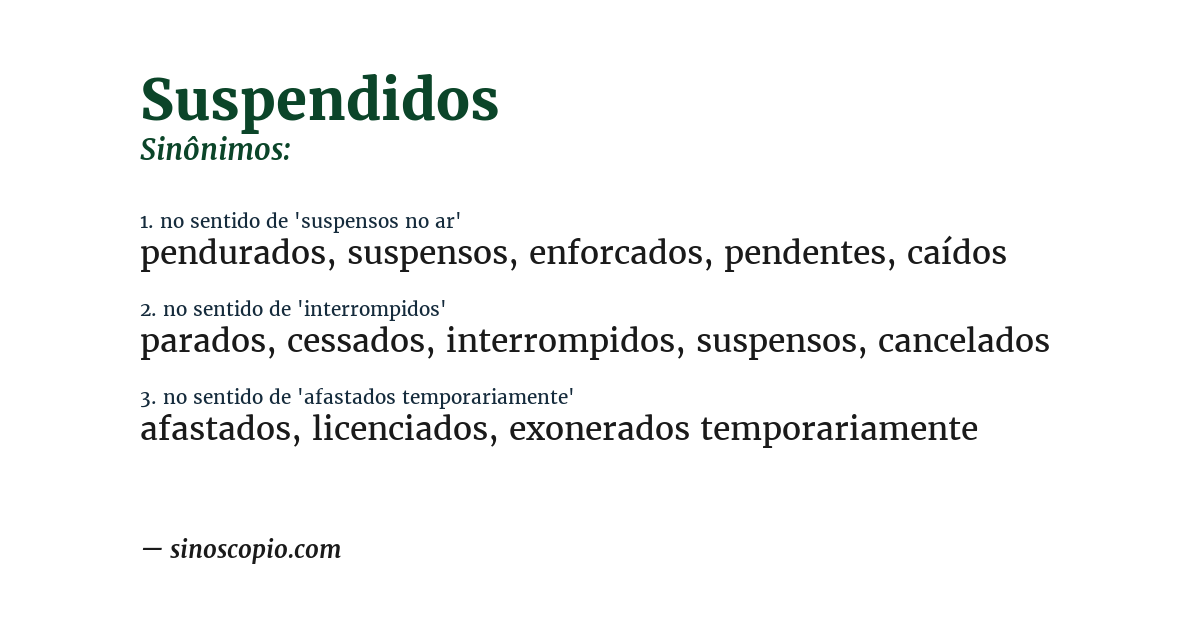 Sinônimo de suspendidos