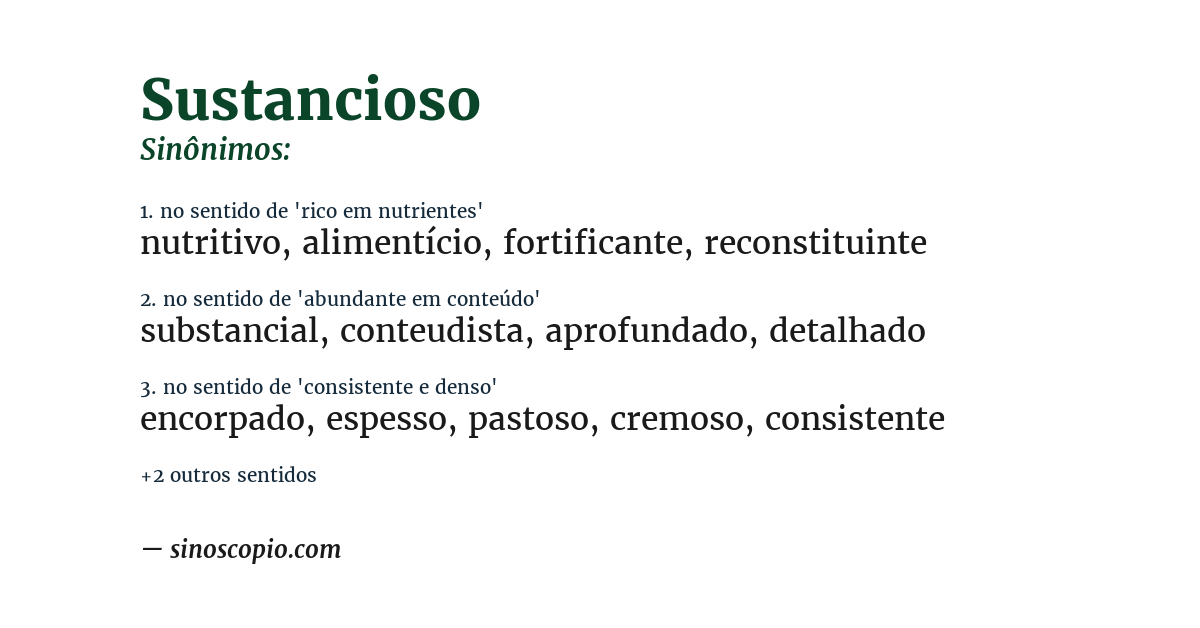 Sinônimo de sustancioso