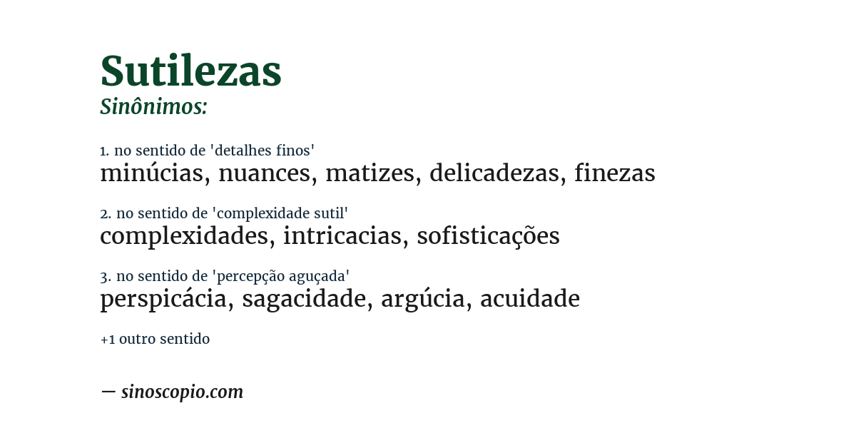 Sinônimo de sutilezas