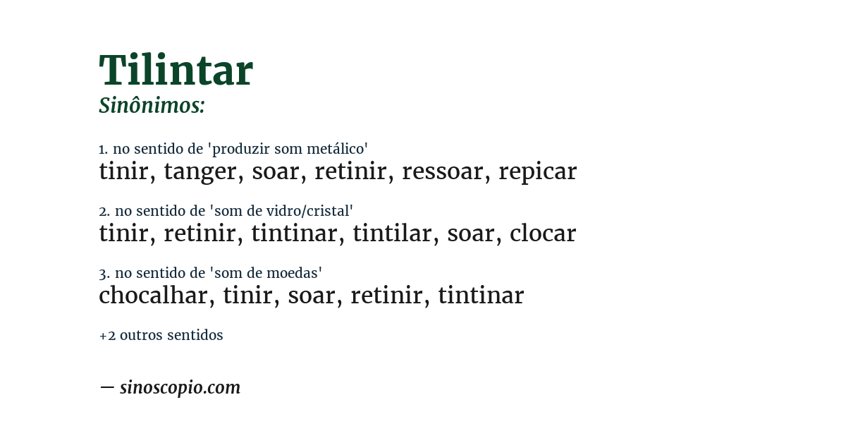 Sinônimo de tilintar