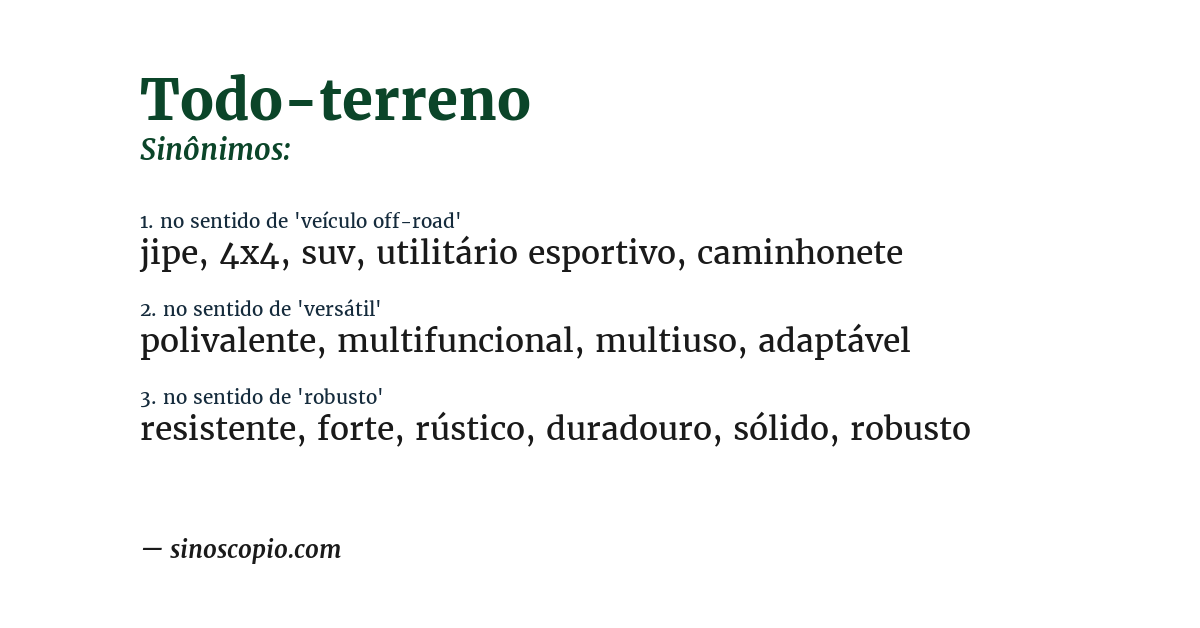 Sinônimo de todo-terreno