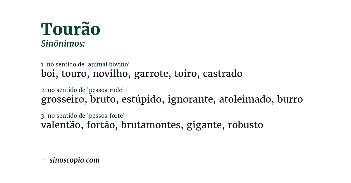 Sinônimo de tourão