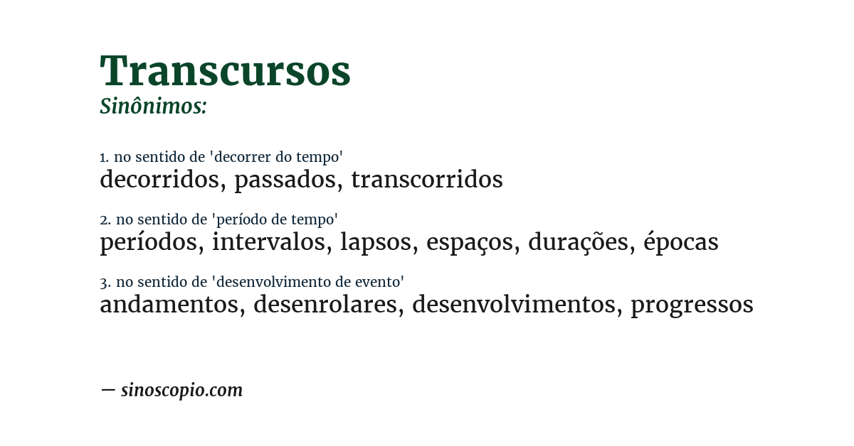 Sinônimo de transcursos