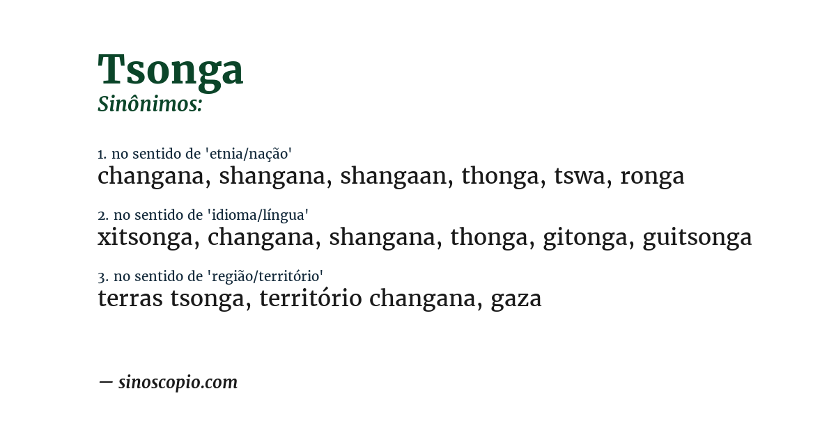 Sinônimo de tsonga