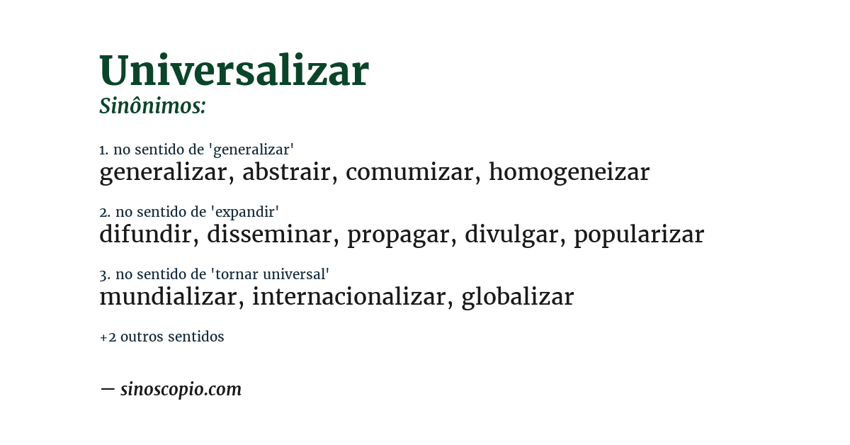 Sinônimo de universalizar