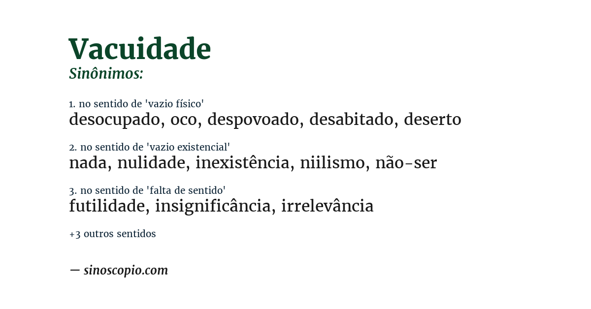 Sinônimo de vacuidade