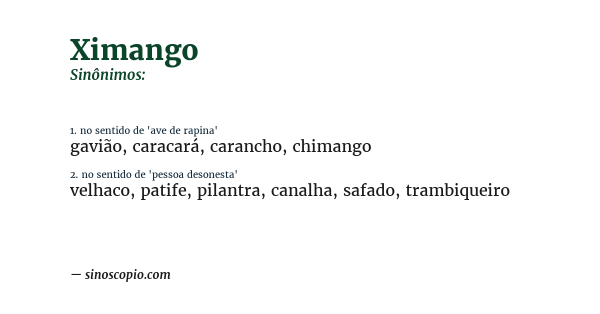 Sinônimo de ximango