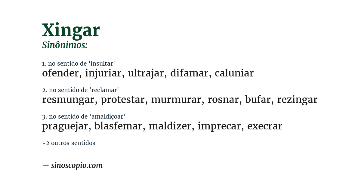 Sinônimo de xingar