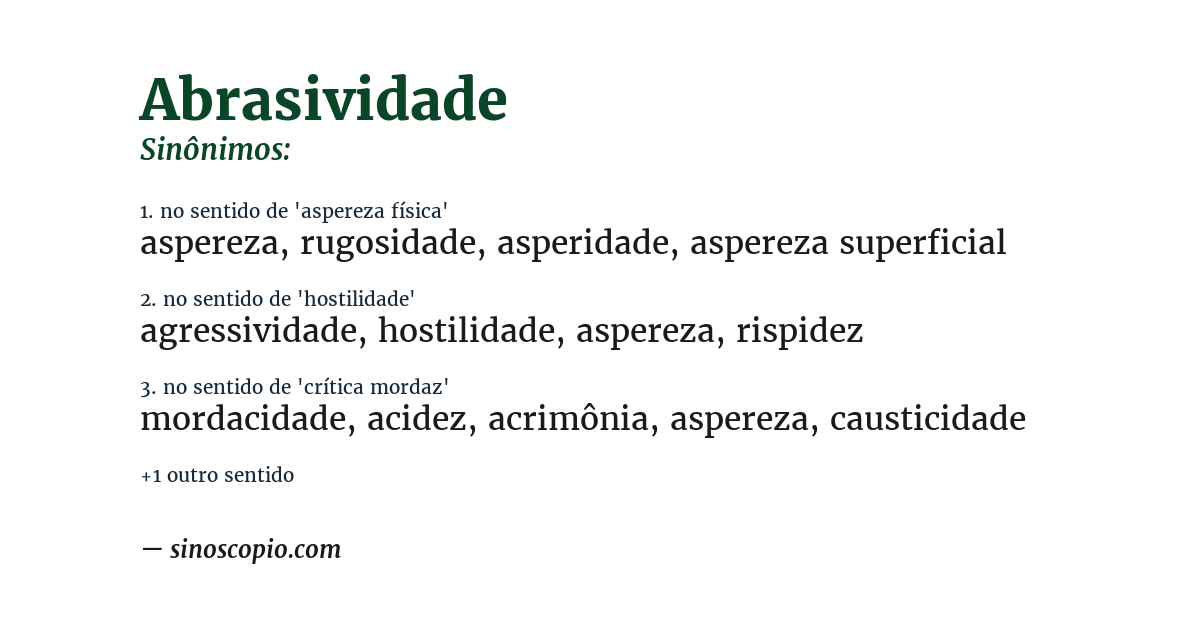 Sinônimo de abrasividade