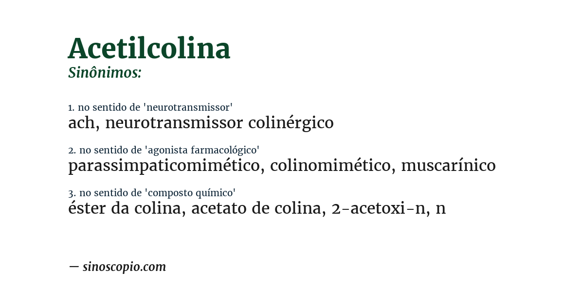 Sinônimo de acetilcolina
