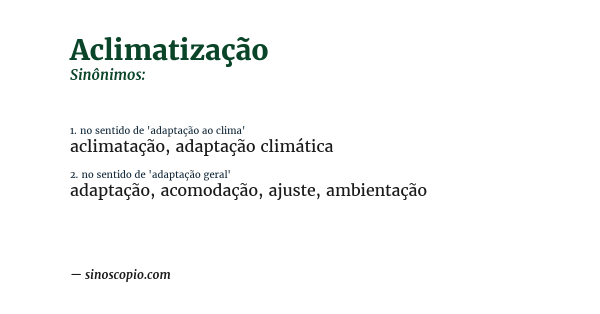 Sinônimo de aclimatização