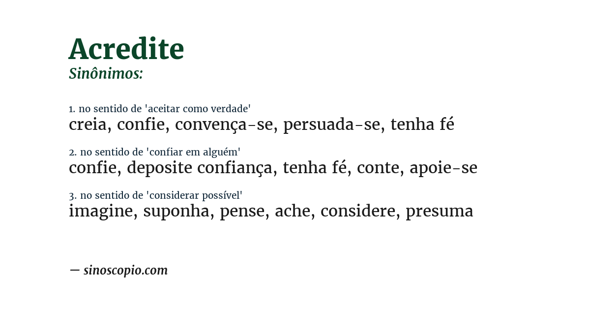 Sinônimo de acredite