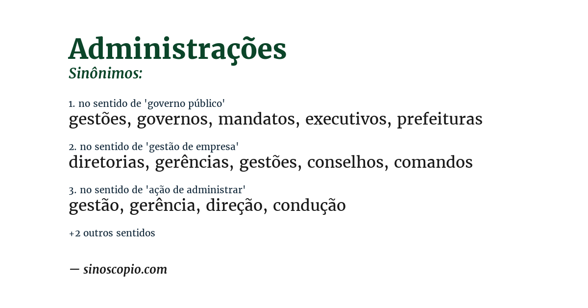 Sinônimo de administrações