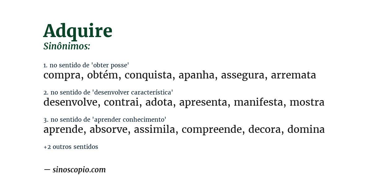 Sinônimo de adquire