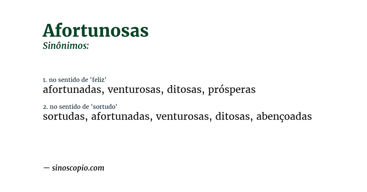 Sinônimo de afortunosas