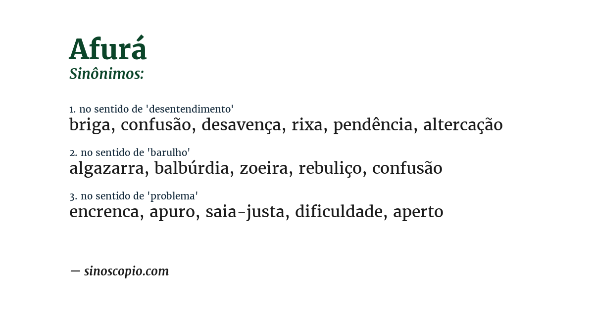 Sinônimo de afurá