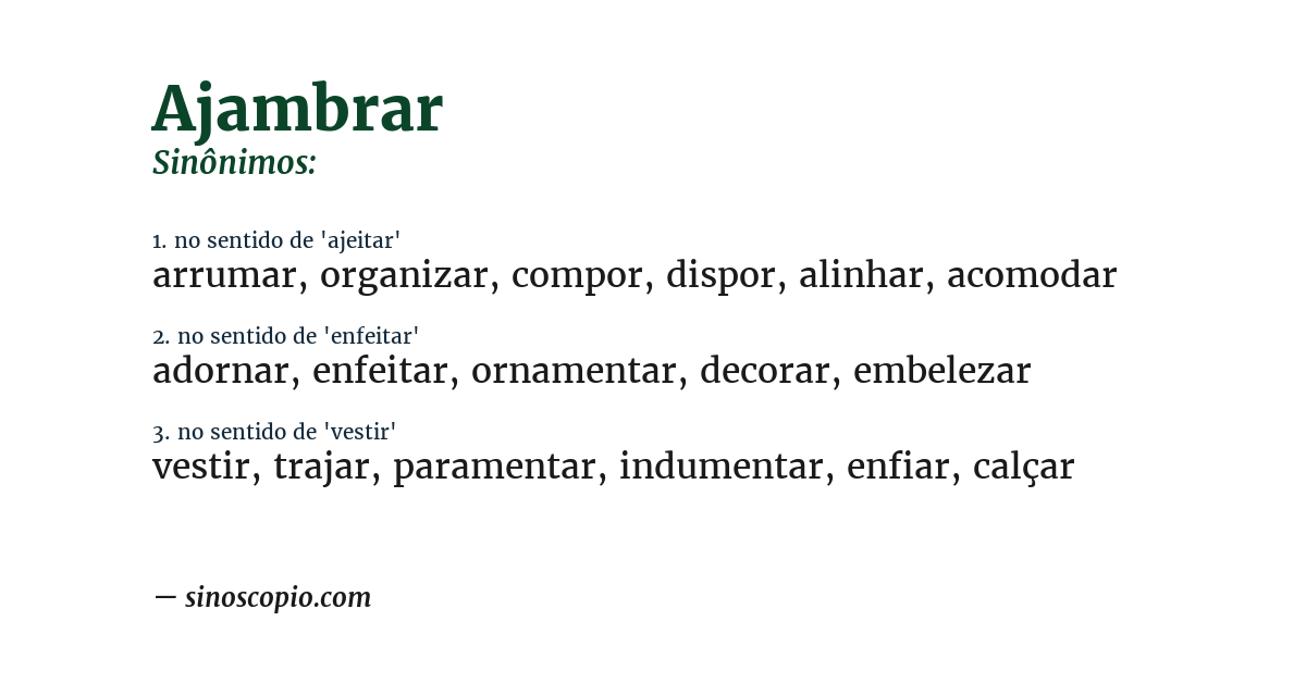 Sinônimo de ajambrar