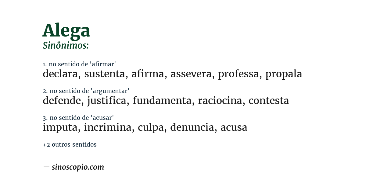 Sinônimo de alega