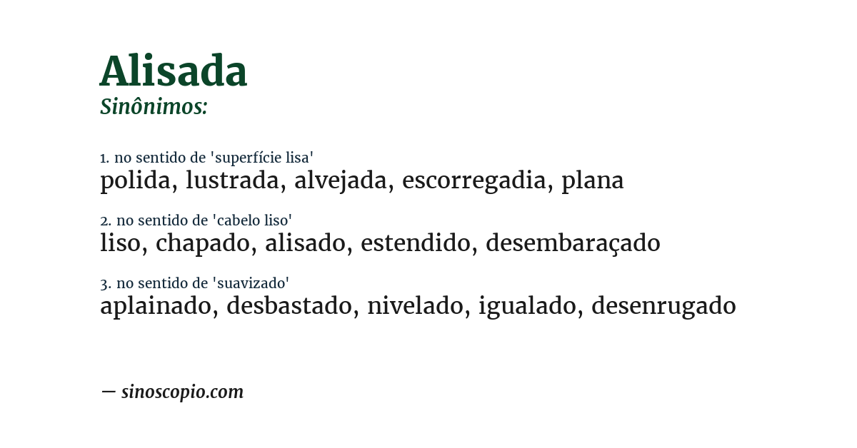 Sinônimo de alisada
