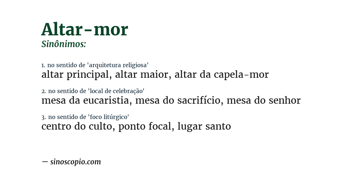 Sinônimo de altar-mor