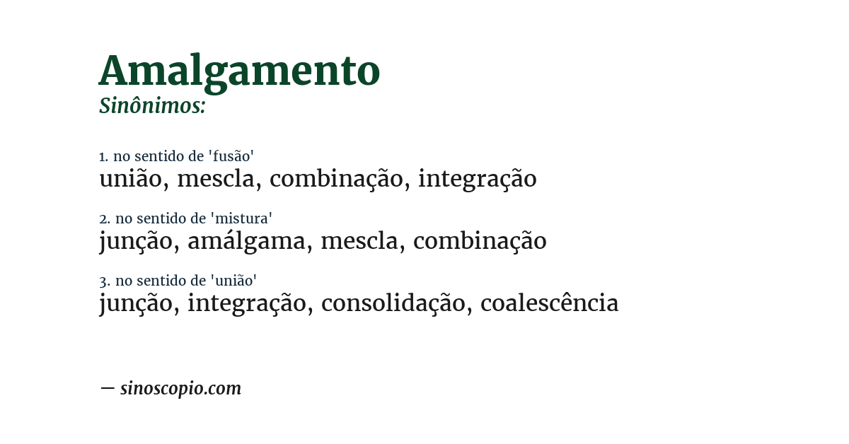 Sinônimo de amalgamento