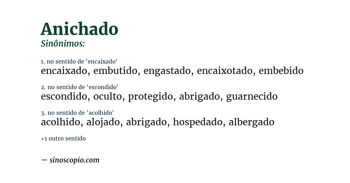 Sinônimo de anichado