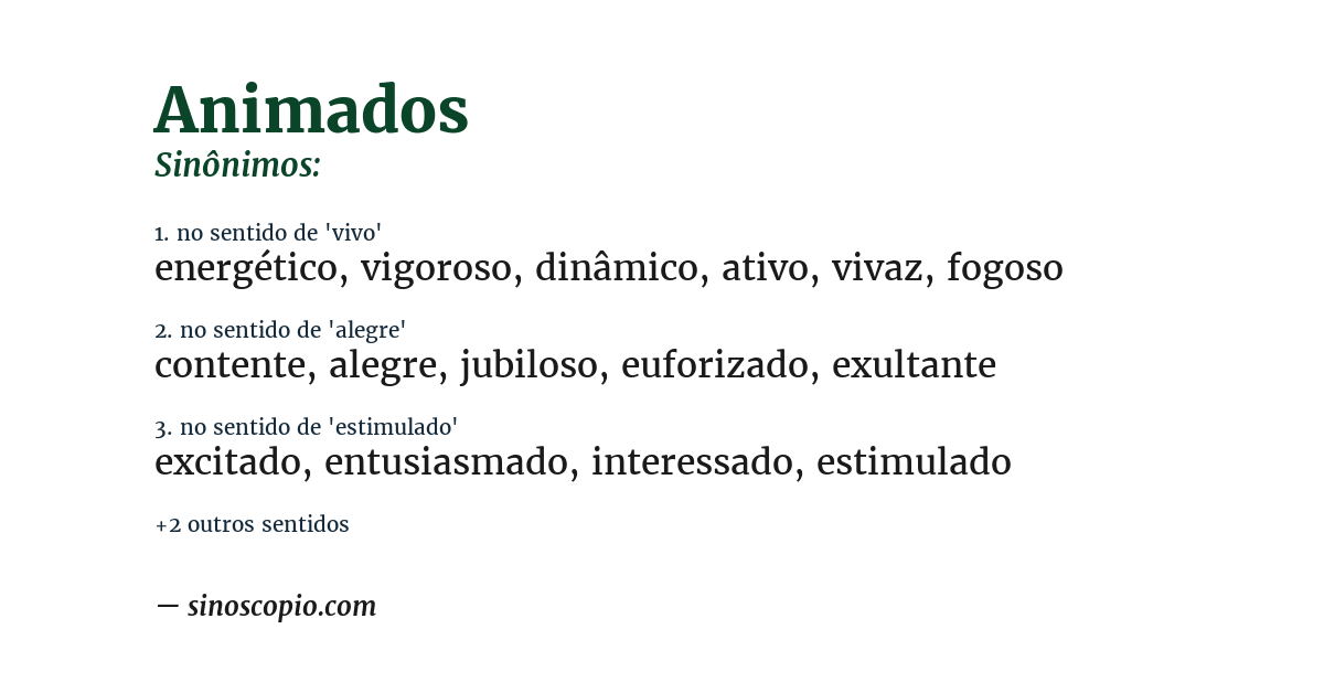 Sinônimo de animados