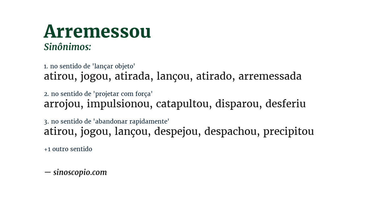 Sinônimo de arremessou