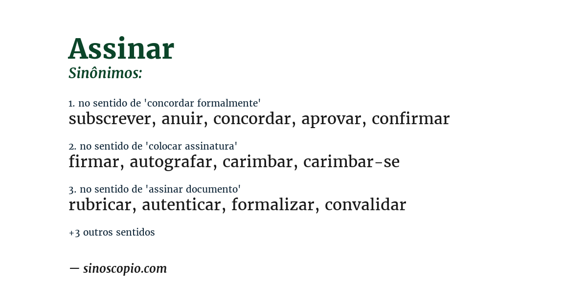 Sinônimo de assinar