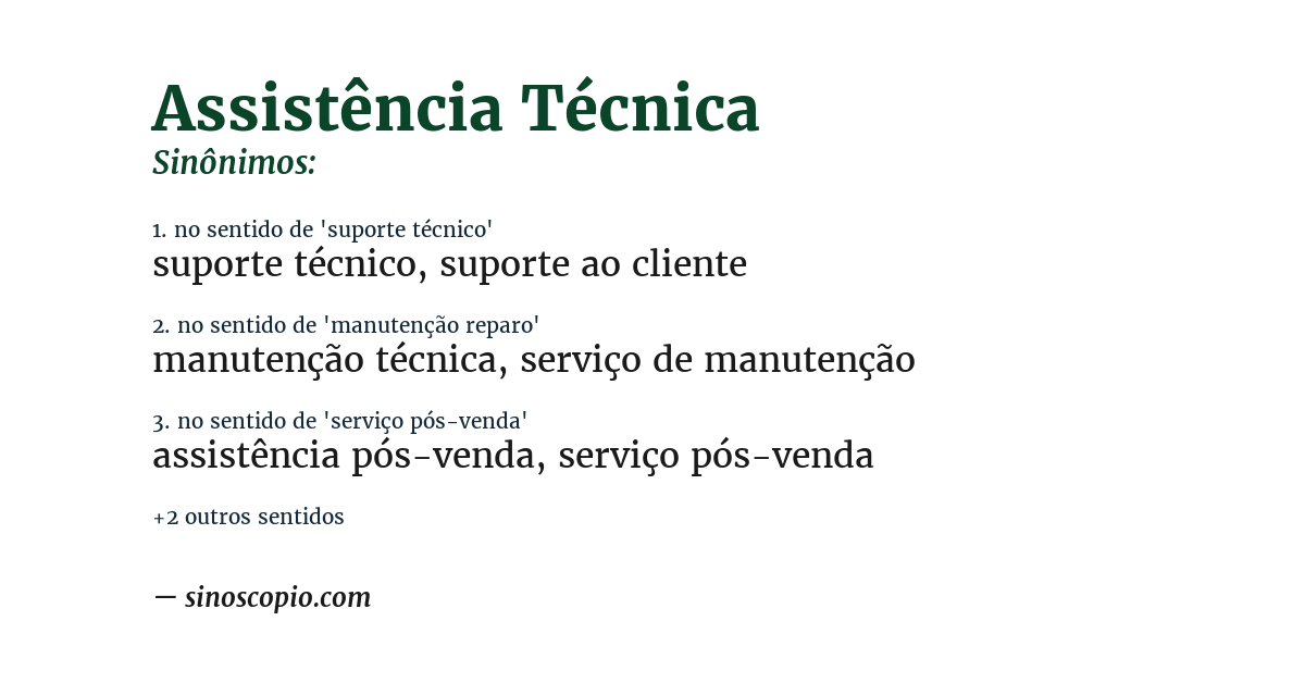 Sinônimo de assistência técnica