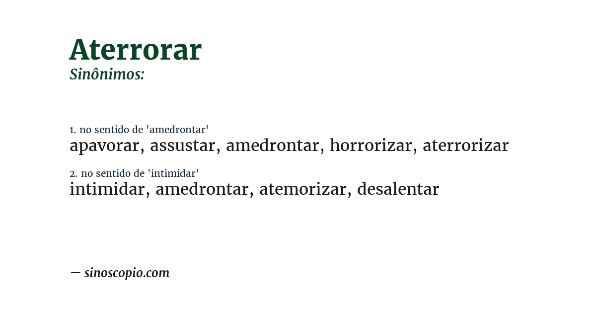 Sinônimo de aterrorar