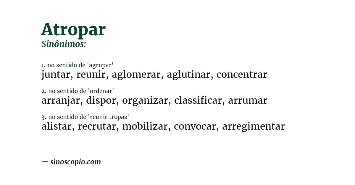 Sinônimo de atropar
