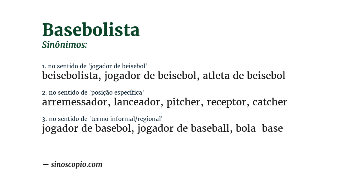 Sinônimo de basebolista