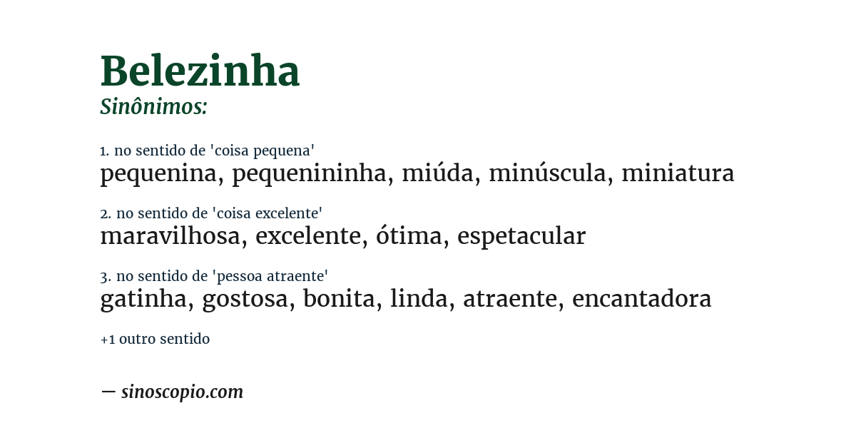 Sinônimo de belezinha