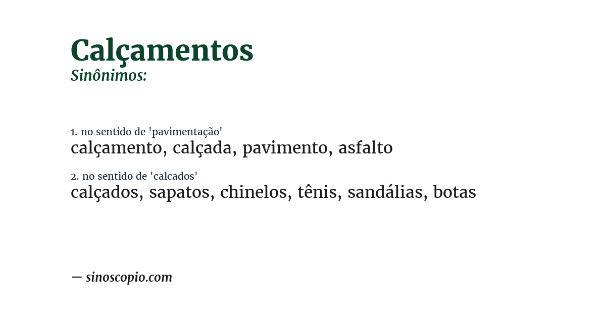 Sinônimo de calçamentos