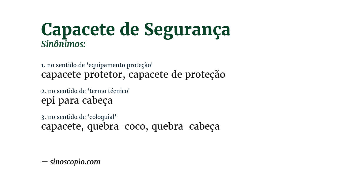 Sinônimo de capacete de segurança