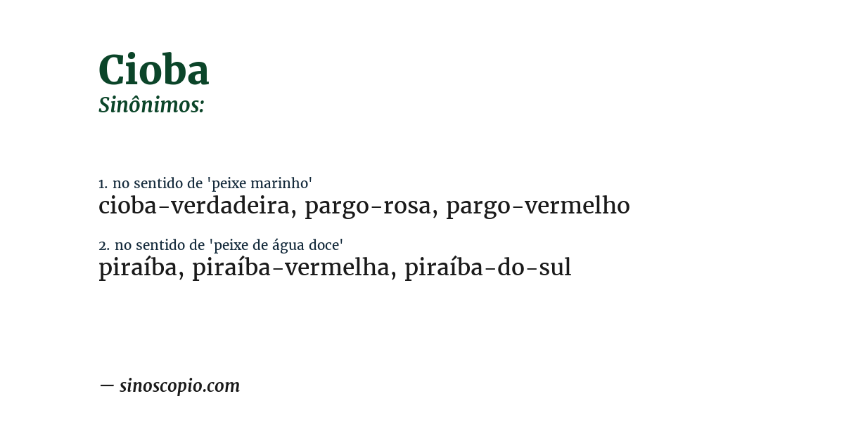 Sinônimo de cioba