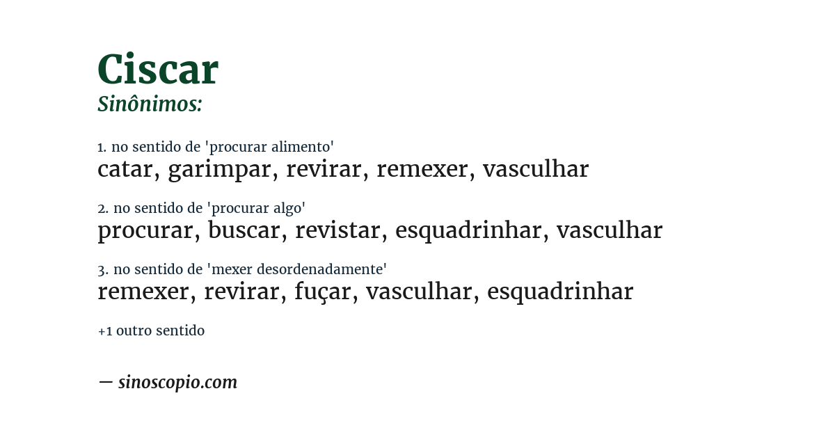 Sinônimo de ciscar