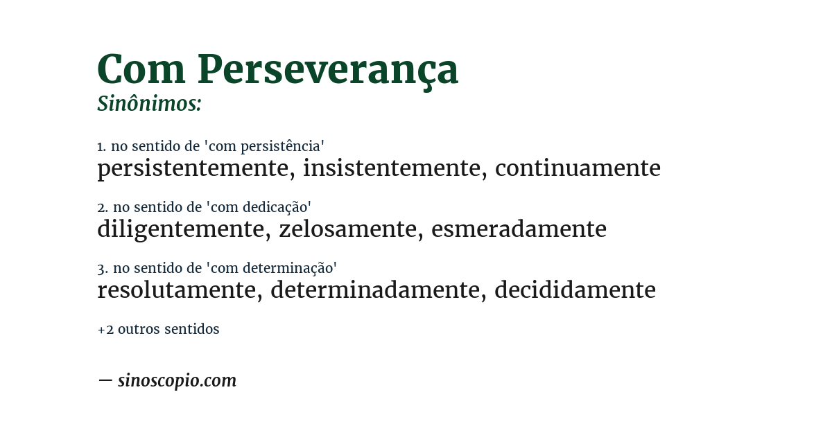 Sinônimo de com perseverança