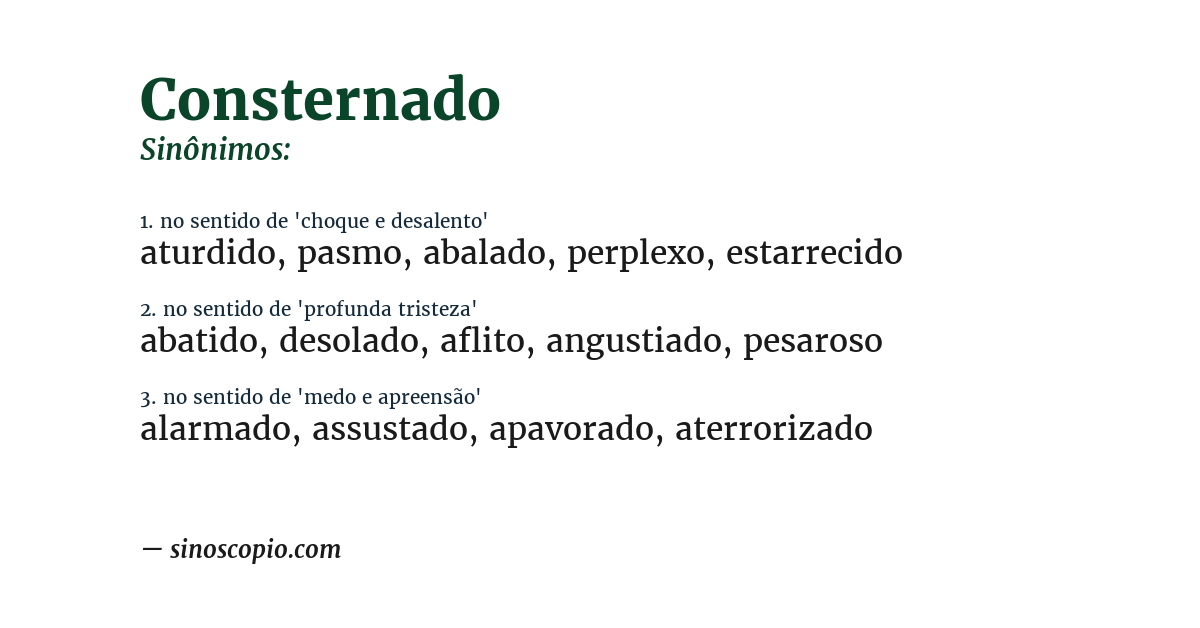 Sinônimo de consternado