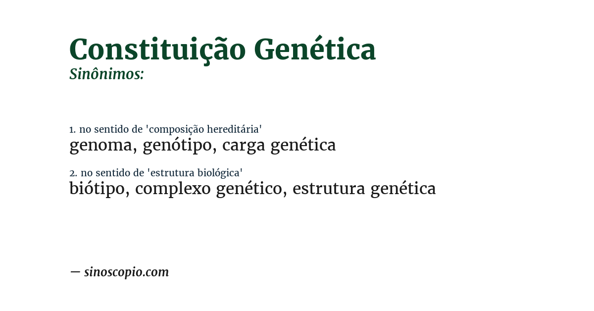 Sinônimo de constituição genética