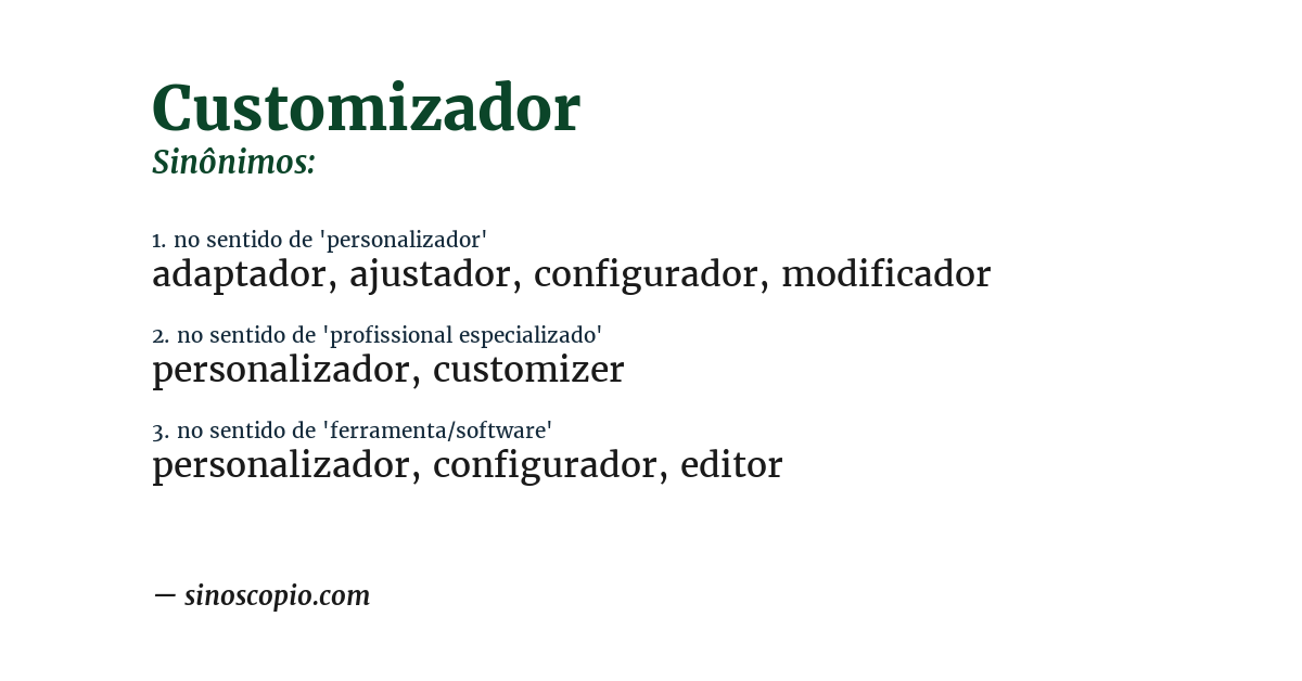 Sinônimo de customizador