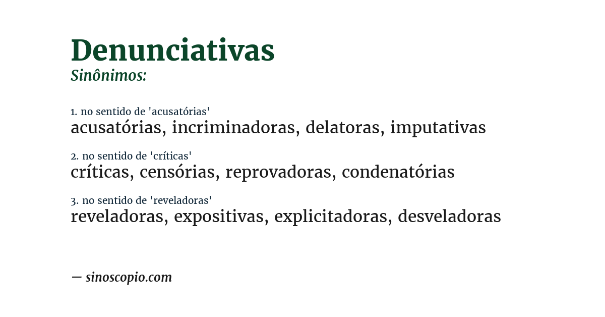 Sinônimo de denunciativas