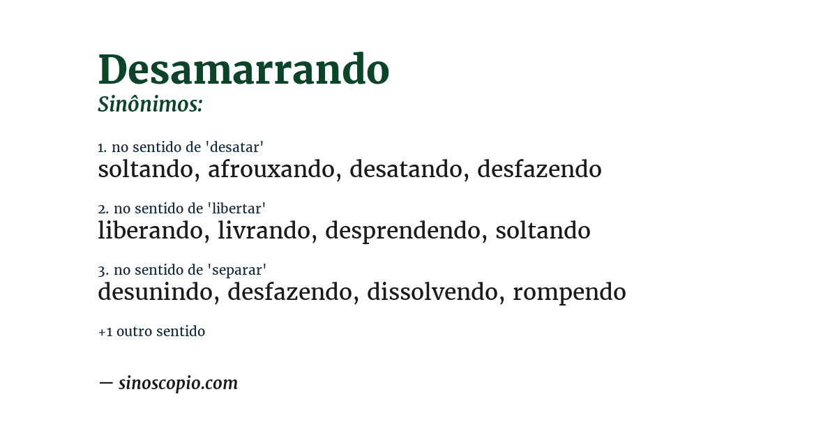 Sinônimo de desamarrando