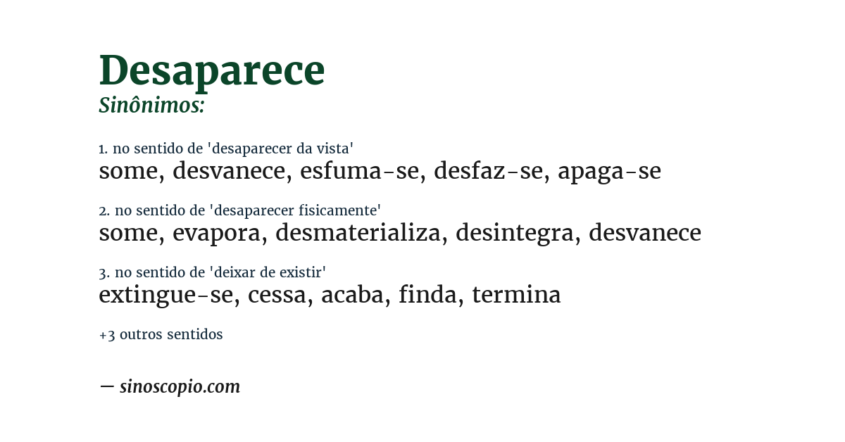 Sinônimo de desaparece