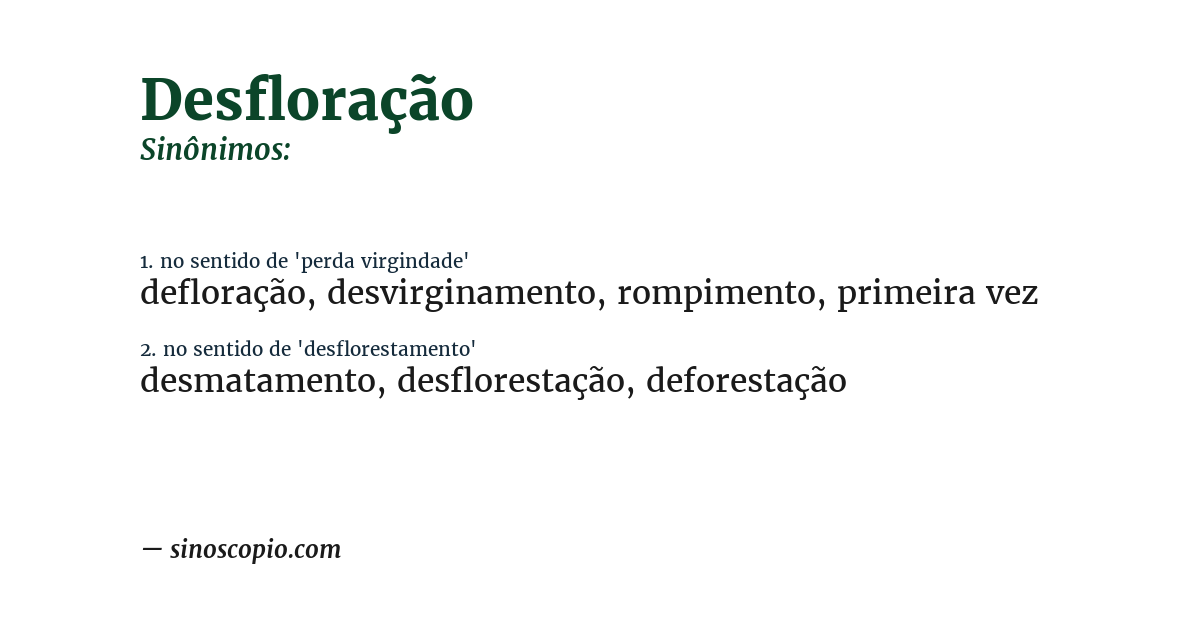 Sinônimo de desfloração