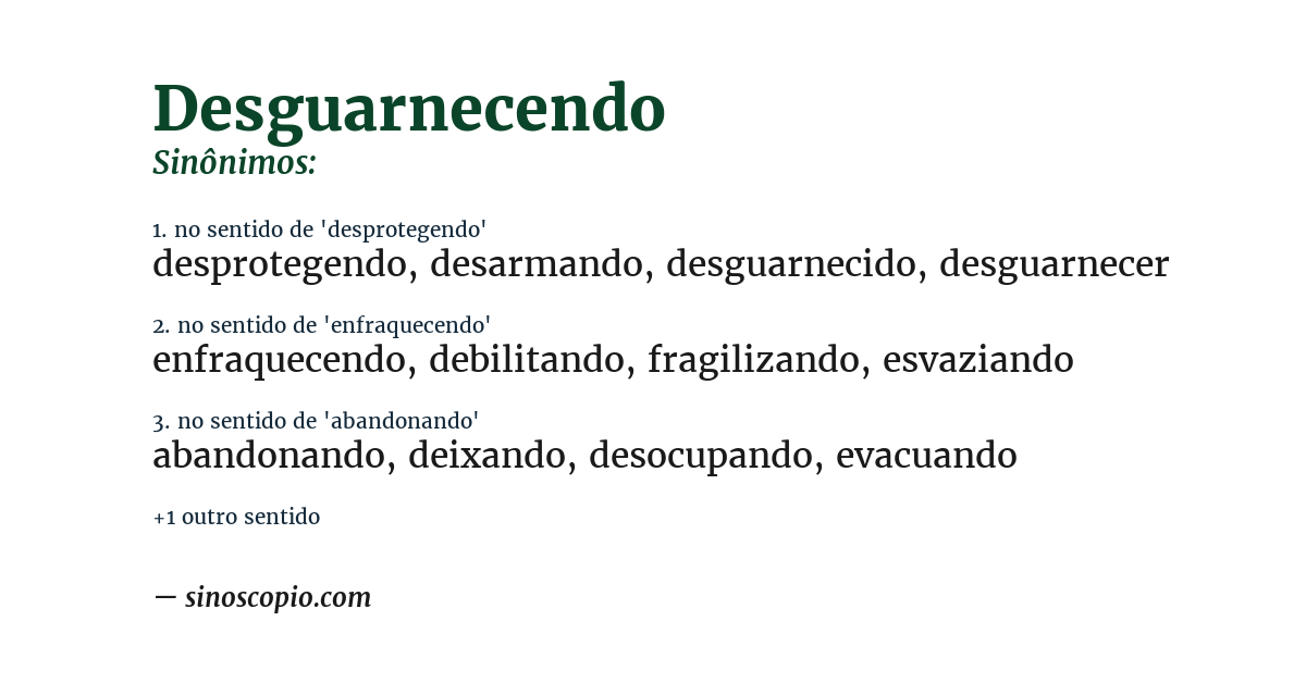 Sinônimo de desguarnecendo