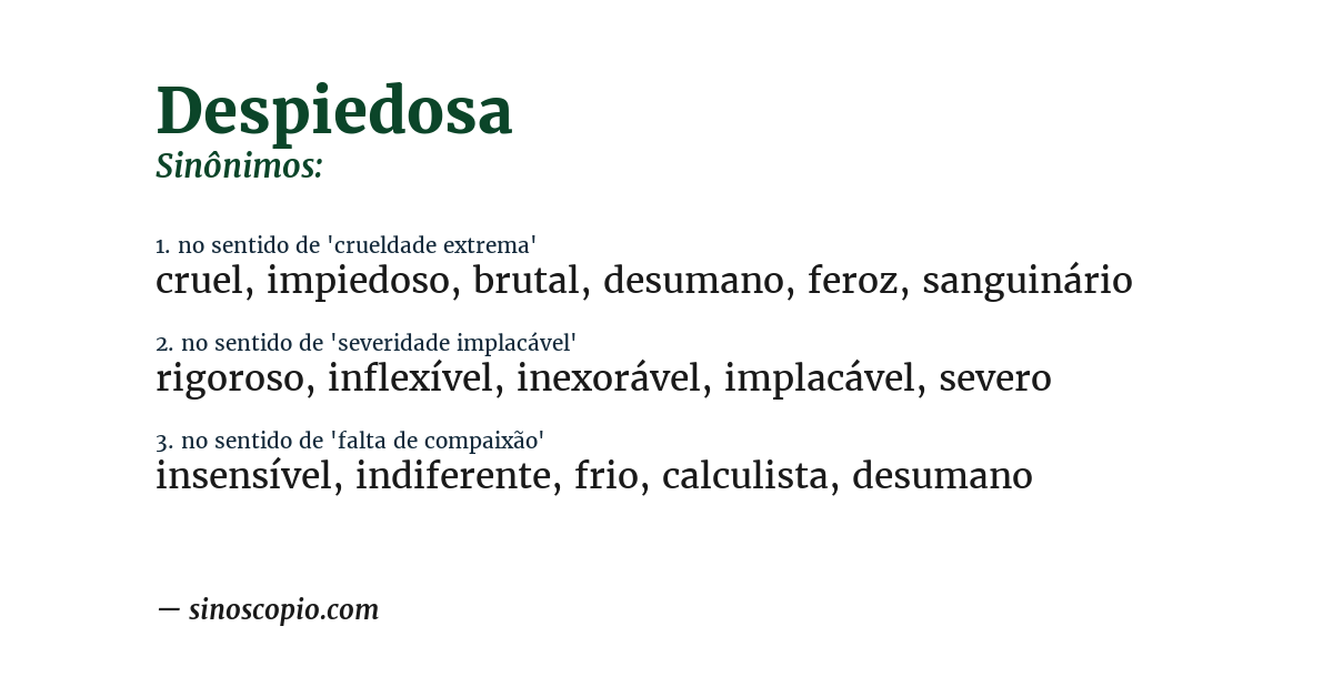 Sinônimo de despiedosa