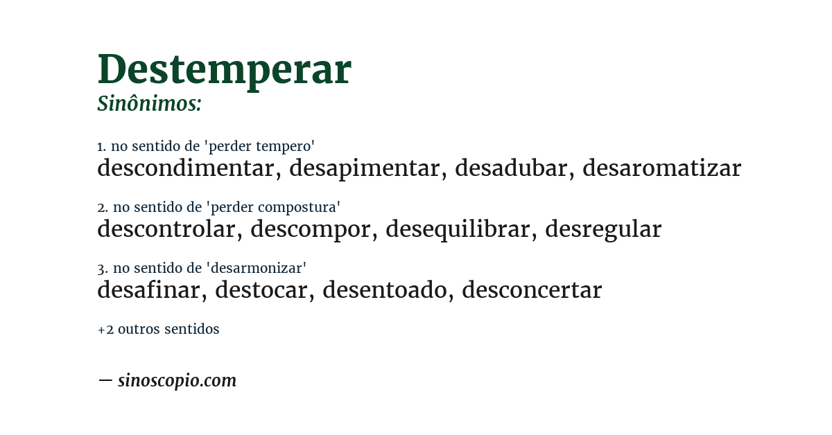 Sinônimo de destemperar